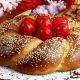 Greek Easter eggs and bread