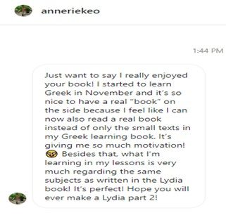 testimonial Lydia Greek Easy Reader