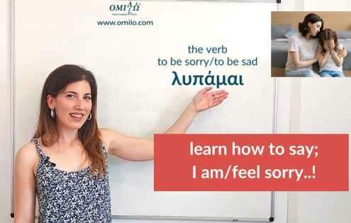 verb to be sorry in greek