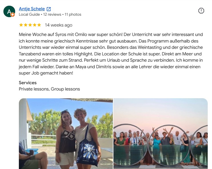 greek course feedback Antje
